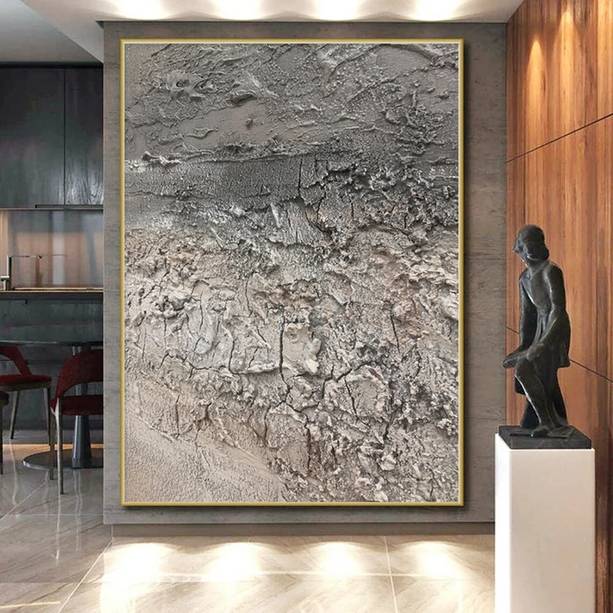 Industrial Texture Gray Abstract Canvas Artwork ZDPH2 wall art